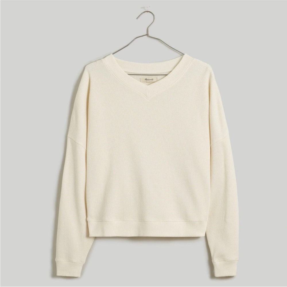 Madewell 100% Cotton Waffle Knit Boxy Sweater